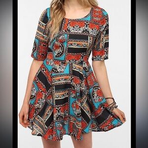 MINKPINK Rose Print Fit and Flare Mini Skater Dress Size M